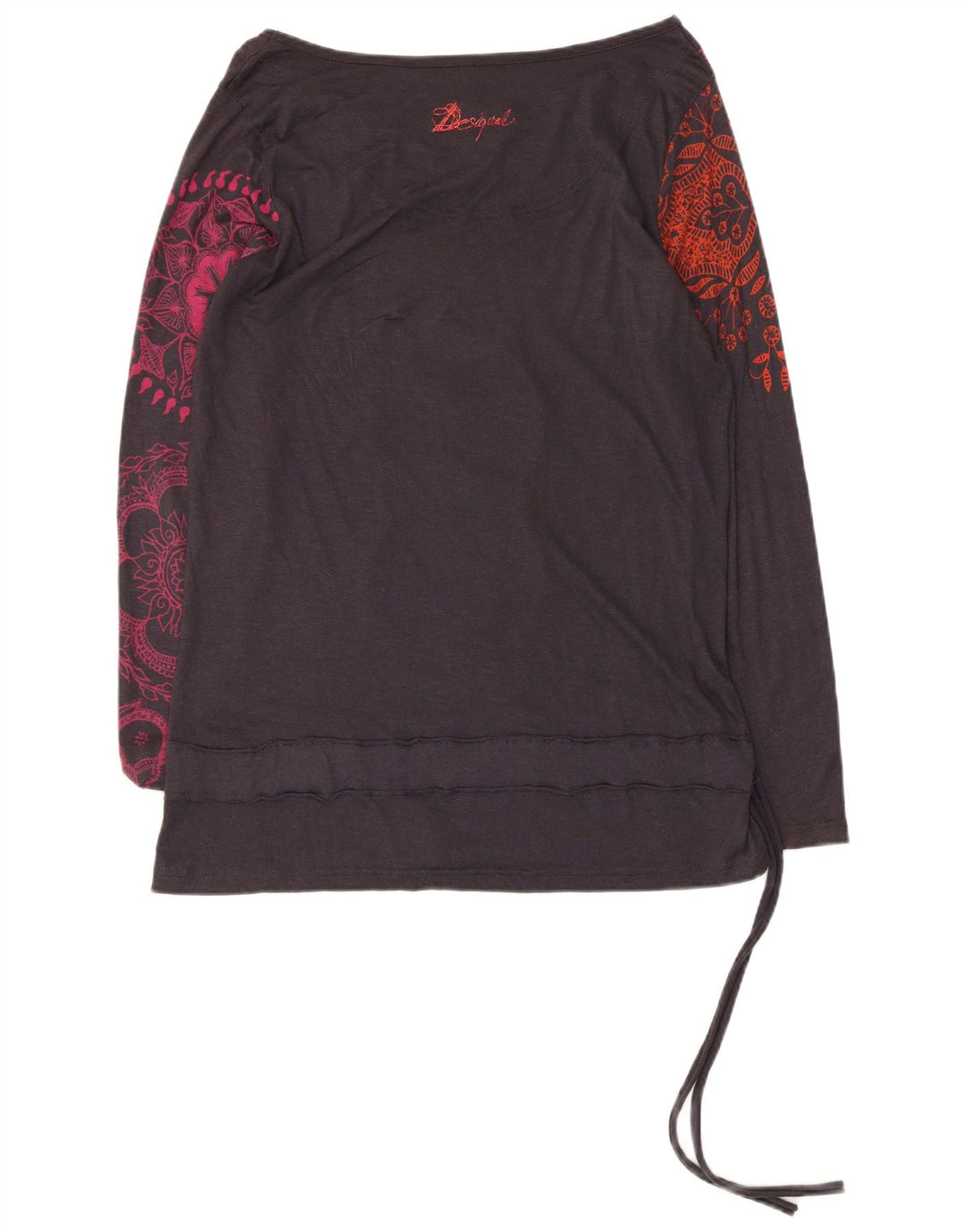 Desigual Donna Graphic Top Manica Lunga UK 12 Medio Nero Floreale