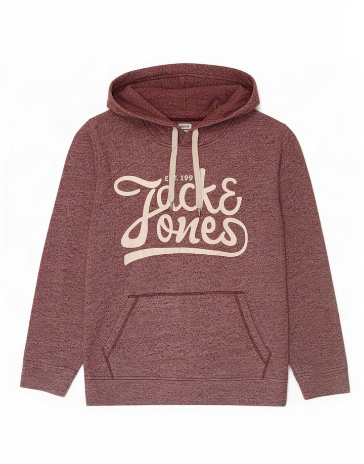 Jack & Jones Felpa con cappuccio grafica da uomo Poliestere medio bordeaux screziato