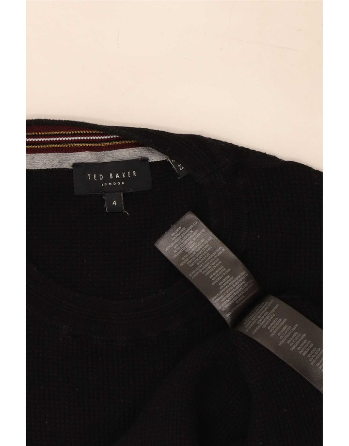 Maglione maglione girocollo da uomo Ted Baker taglia 4 grande cotone nero