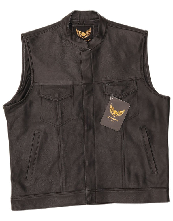 Gilet in pelle da uomo Leatherick UK 44 2XL Pelle nera