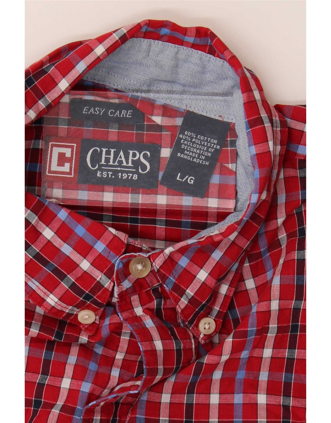 Chaps Camicia a maniche corte da uomo in cotone a quadri rossi grandi