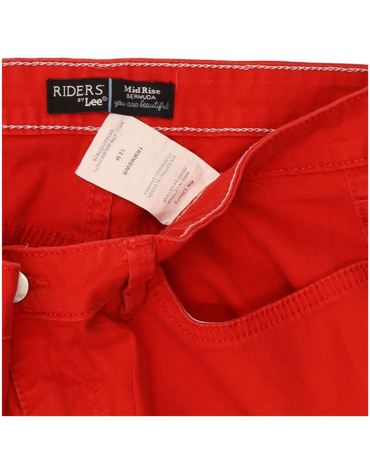 Pantaloncini Bermuda Lee Riders a vita media da donna US 12 Large W32 in cotone rosso