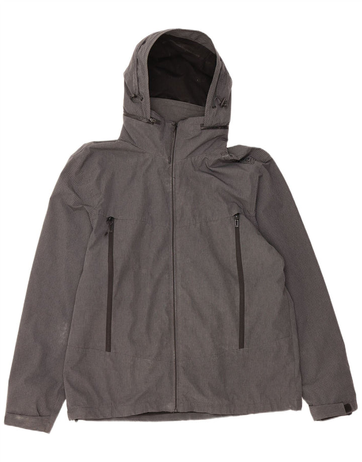 Giacca antipioggia da uomo con cappuccio grafico Superdry UK 46 3XL Poliestere a quadri grigio