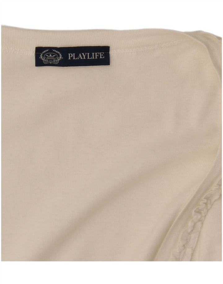 Camicetta da donna con maniche a 3/4 Playlife UK 8 Small Bianca