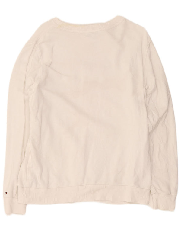 Felpa oversize con grafica da donna Tommy Hilfiger Maglione UK 10 Small Bianco