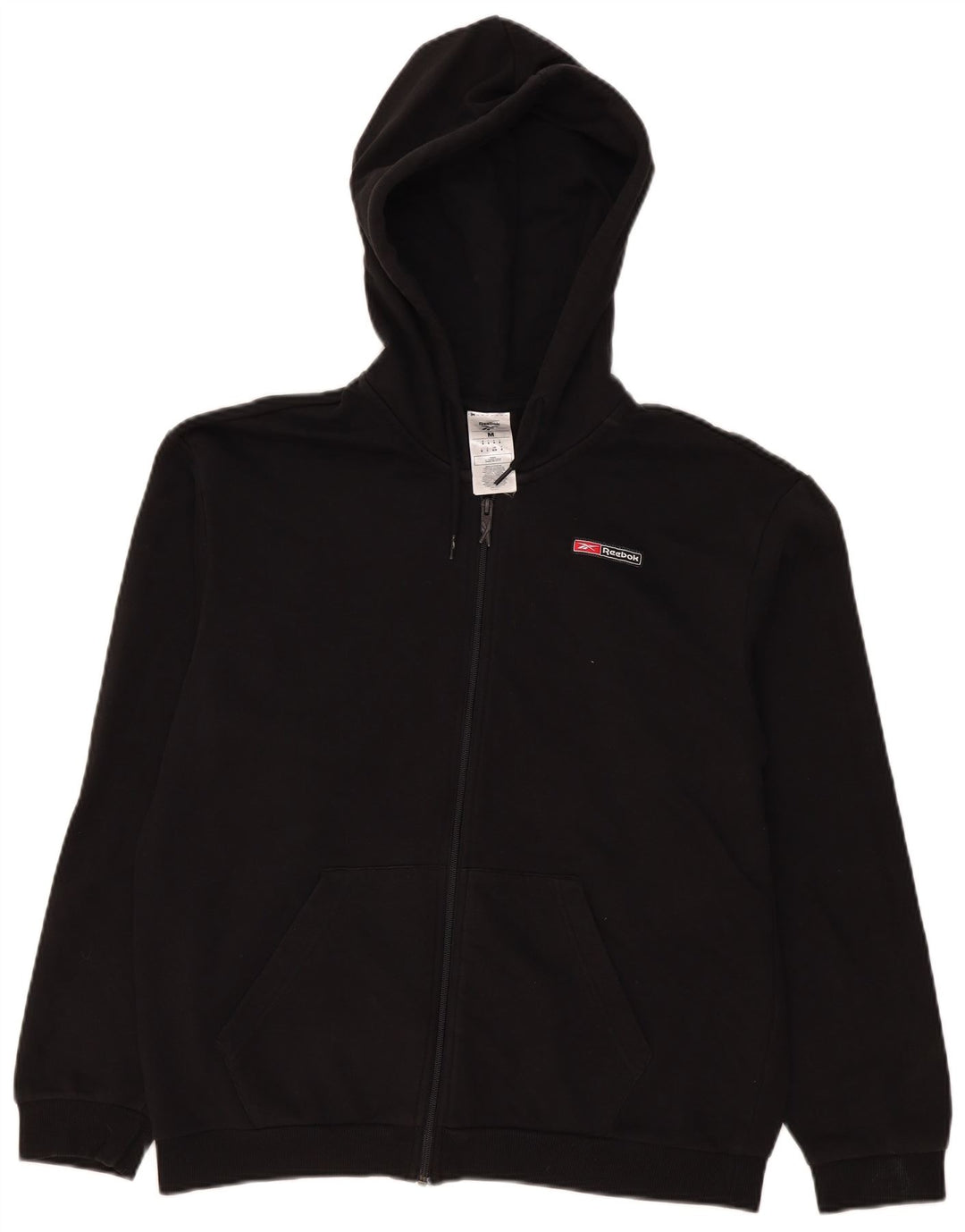 Maglione con cappuccio e zip Reebok da uomo in cotone nero medio