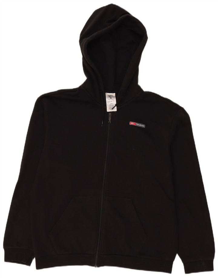 Maglione con cappuccio e zip Reebok da uomo in cotone nero medio