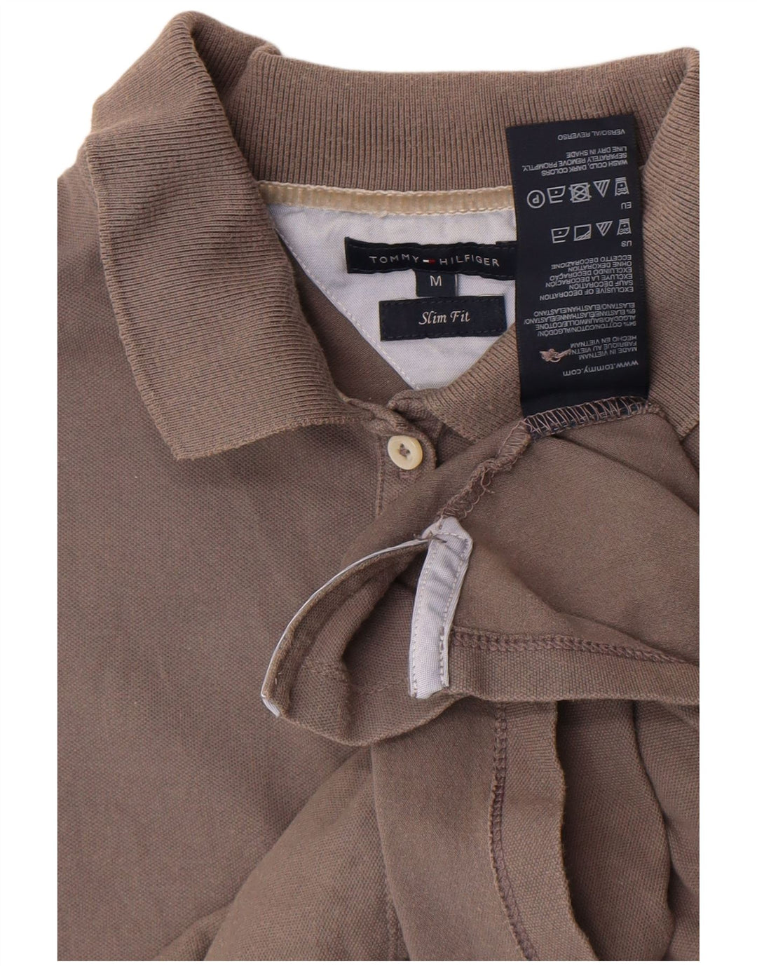 Polo da donna slim fit Tommy Hilfiger UK 12 cotone grigio medio