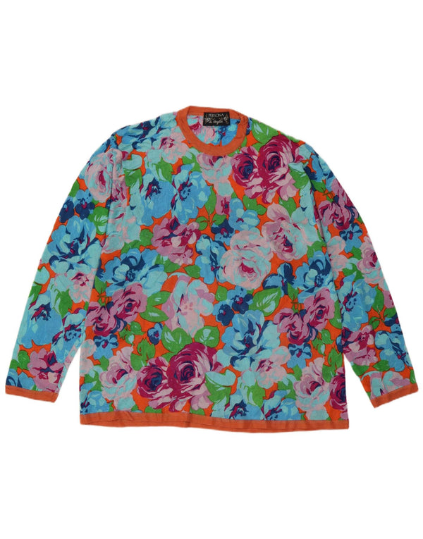 Maglione maglione girocollo da donna Persona taglia 27 XL floreale multicolore