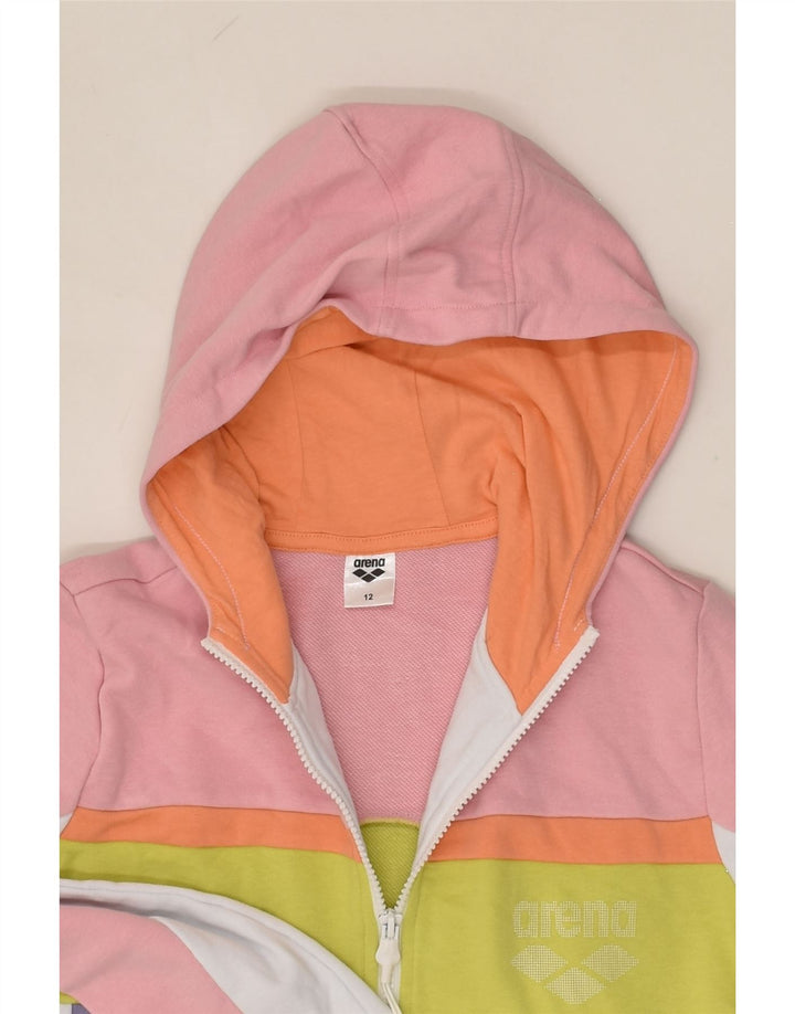 ARENA Girls Zip Hoodie Sweater 11-12 Years Multicoloured Colourblock | Vintage Arena | Thrift | Second-Hand Arena | Used Clothing | Messina Hembry 
