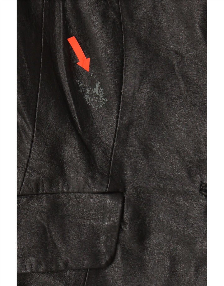 VINTAGE Womens 2 Button Leather Blazer Jacket IT 44 Medium Black Leather Vintage Vintage and Second-Hand Vintage from Messina Hembry 