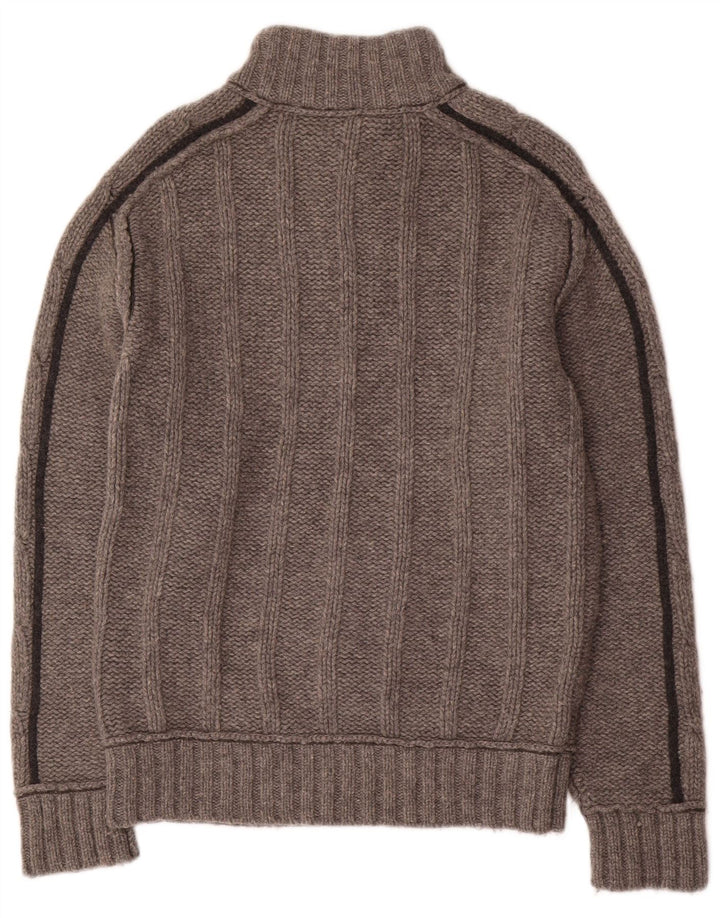 Maglione da uomo con collo con zip Fat Face in lana grigio medio
