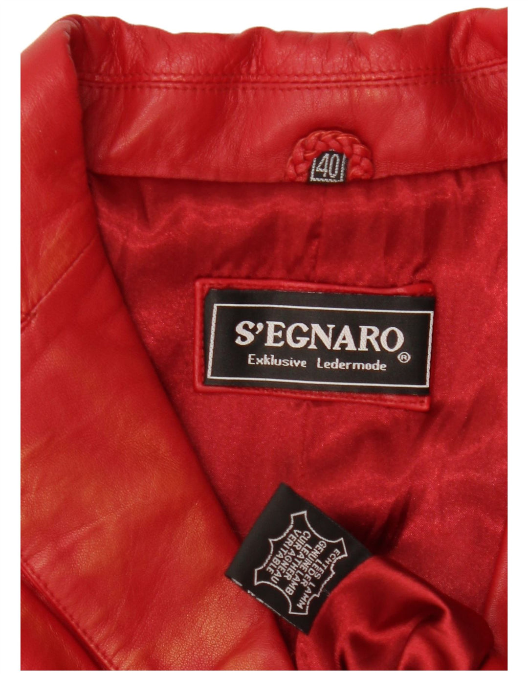 Giacca blazer in pelle vintage da donna a 3 bottoni EU 40 in pelle rossa media