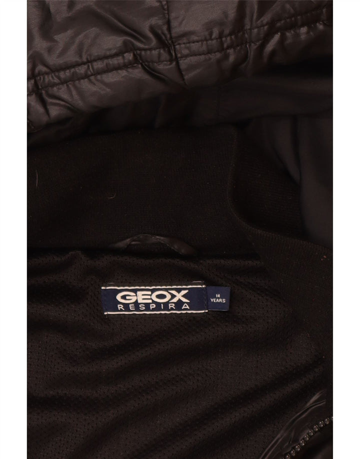 GEOX Boys Respira Hooded Padded Jacket 13-14 Years Black Polyester