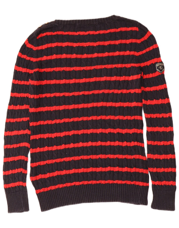 Maglione maglione girocollo da donna Superdry UK 12 medio blu navy a righe