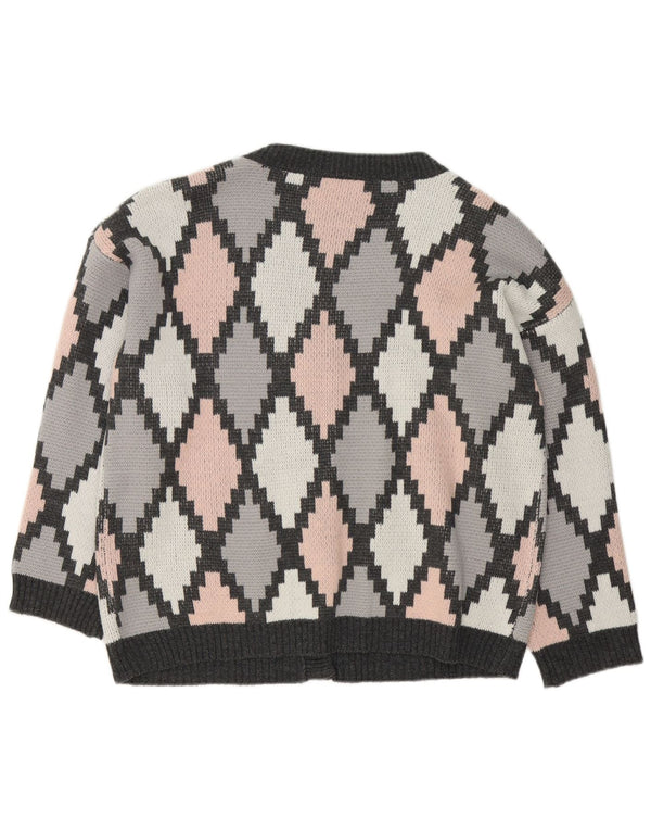 Maglione cardigan da donna Shein UK 18 XL Grigio Argyle/Acrilico diamante