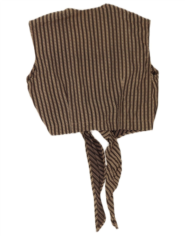 Top corto senza maniche vintage da donna IT 42 Viscosa a righe beige medio