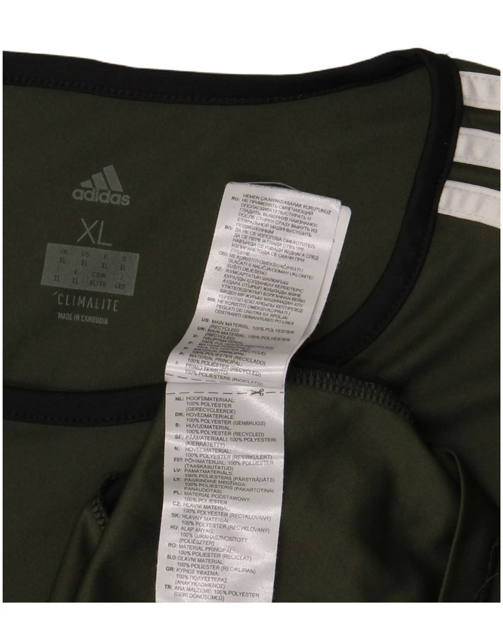 Adidas Uomo Climalite T-shirt Top XL Khaki Colourblock Poliestere