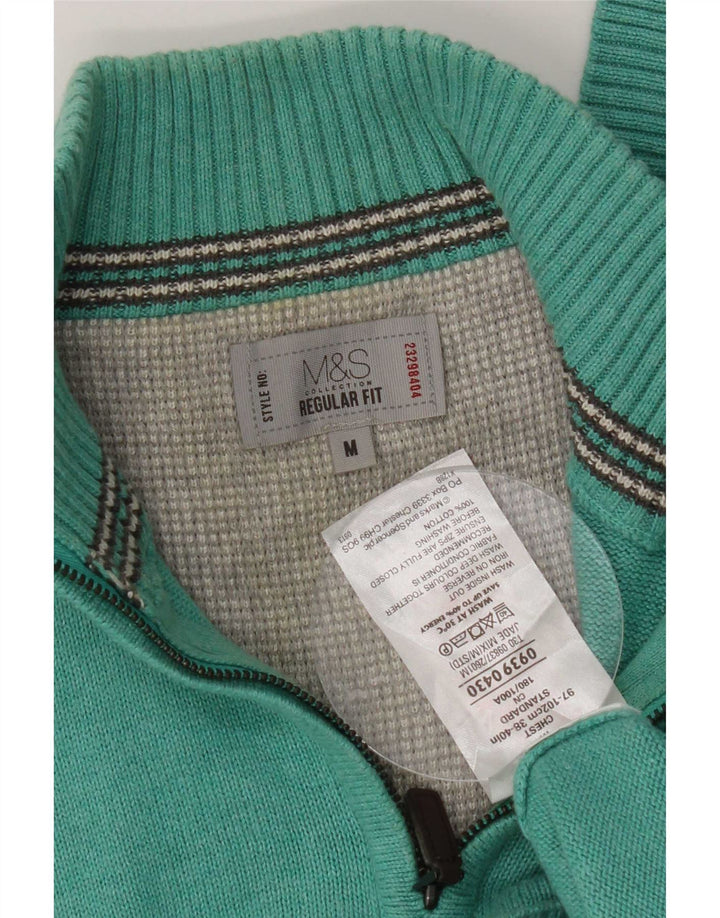 Maglione da uomo Marks & Spencer vestibilità regolare con zip e collo verde medio