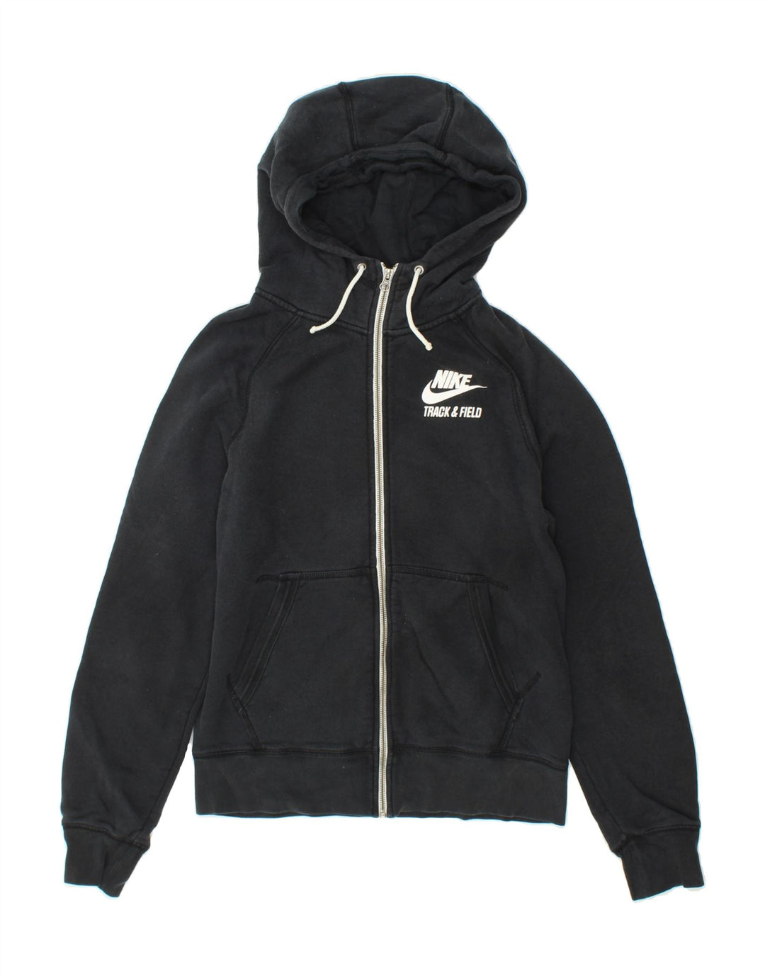 NIKE Mens Graphic Zip Hoodie Sweater Small Black Cotton Vintage Nike and Second-Hand Nike from Messina Hembry 