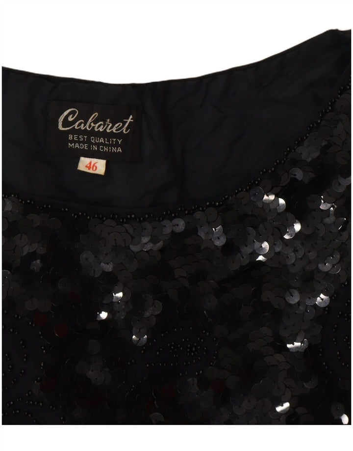 Camicetta vintage da donna Top IT 46 grande nera