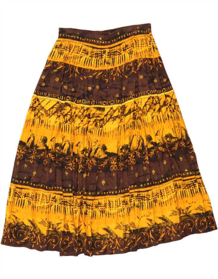 VINTAGE Womens Abstract Pattern Gypsy Skirt EU 42 Large W32 Yellow Vintage Vintage and Second-Hand Vintage from Messina Hembry 