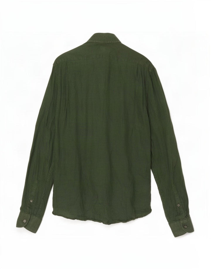 Camicia Reiss da uomo vestibilità regolare in lino verde medio