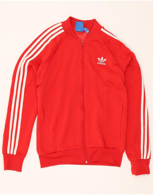 Giacca superiore della tuta da uomo Adidas in poliestere rosso medio