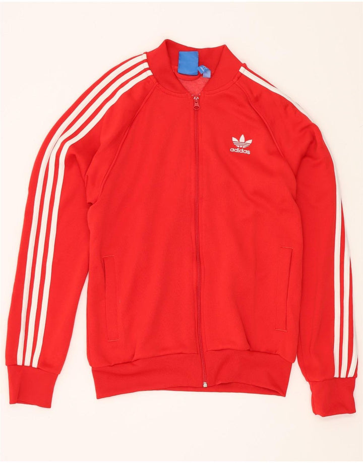 Giacca superiore della tuta da uomo Adidas in poliestere rosso medio