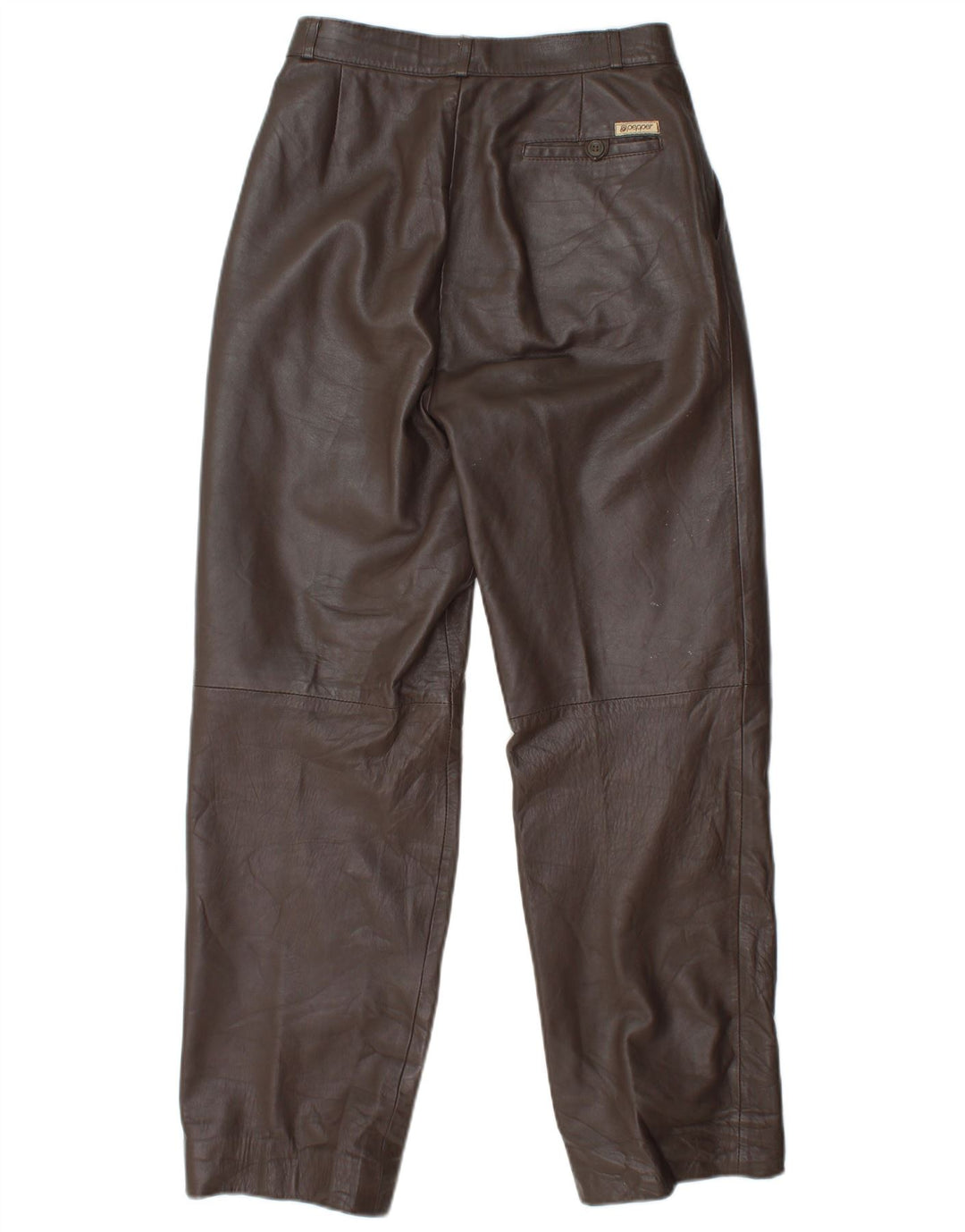 Pantaloni dritti in pelle da donna VINTAGE W25 L29 Marrone