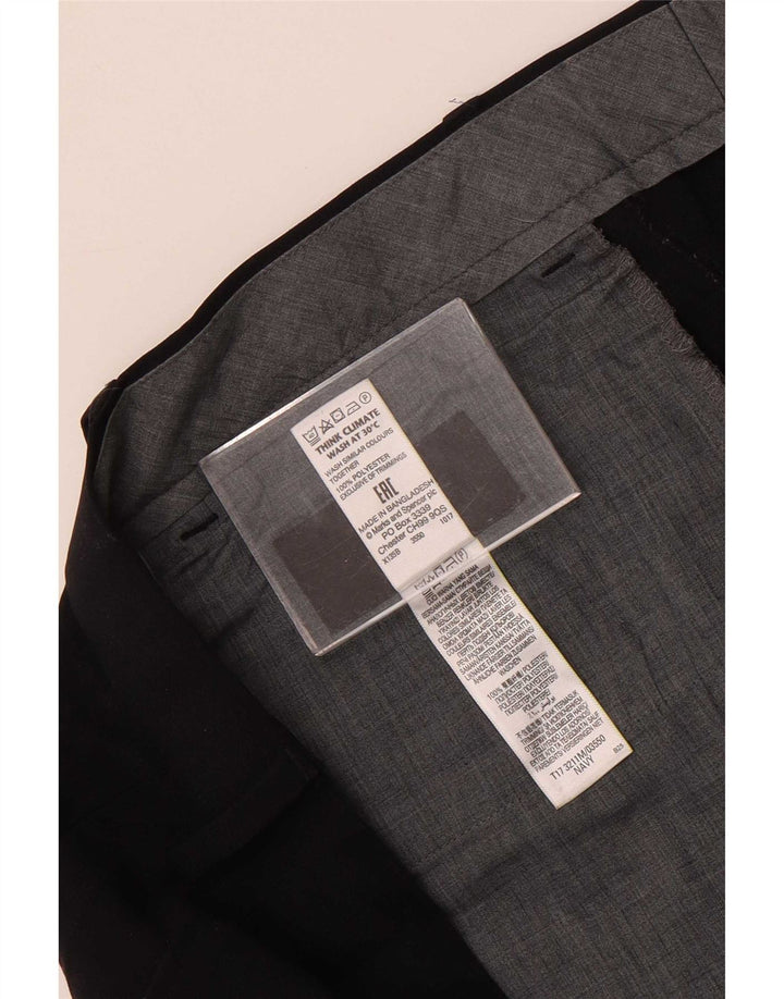 Pantaloni da abito vestibilità regolare Marks & Spencer da uomo W40 L29 poliestere blu navy