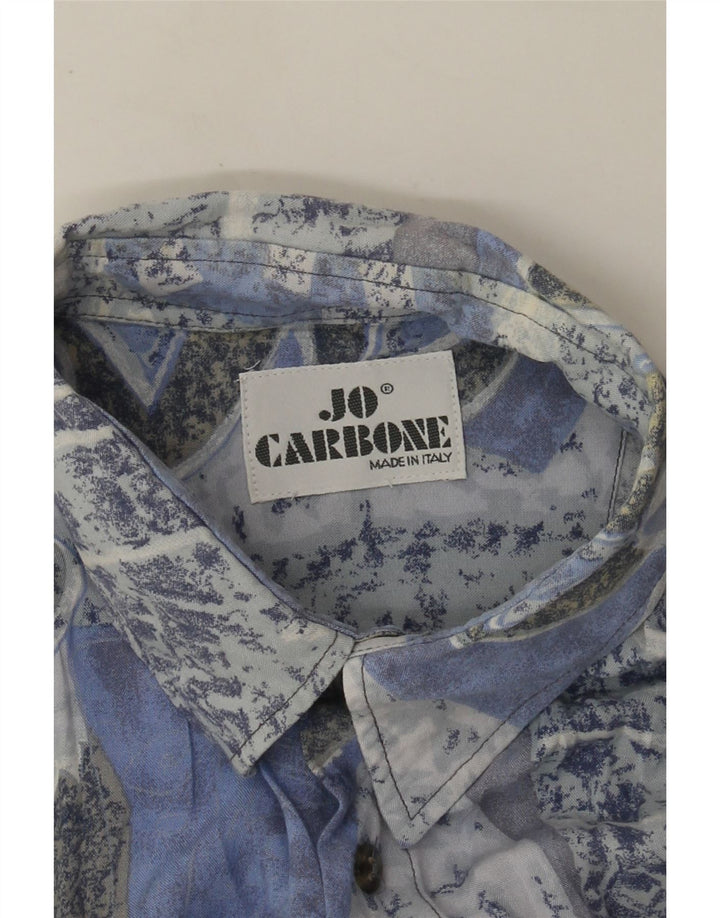 Camicia a maniche corte vintage da uomo con motivo astratto, grande blu