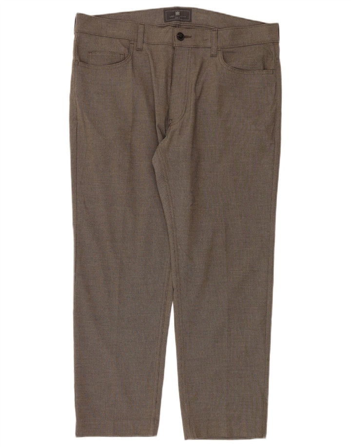 Pantaloni casual slim fit da uomo Marks & Spencer W36 L29 poliestere marrone