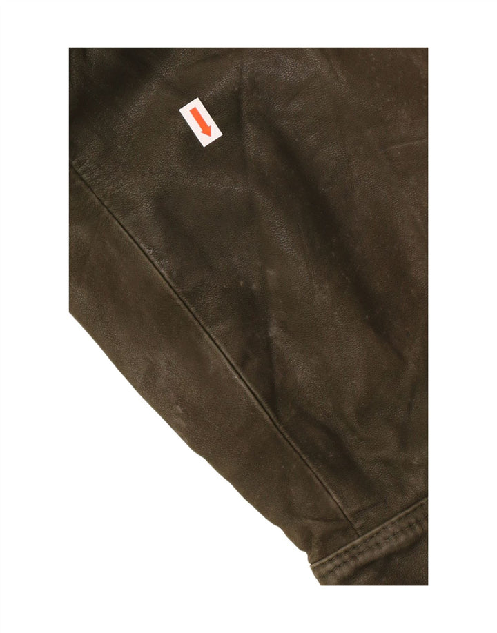 Giacca in pelle vintage da uomo IT 52 XL in pelle kaki