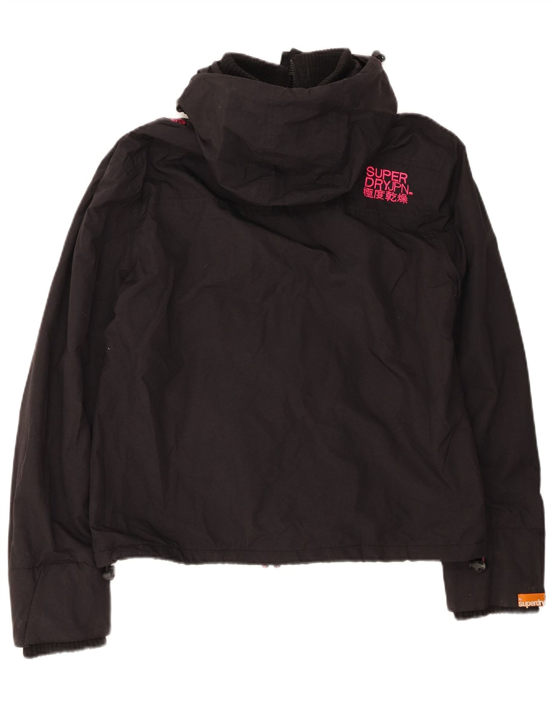 Giacca a vento con cappuccio da donna Superdry UK 18 XL nylon nero