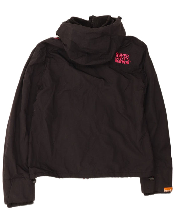 Giacca a vento con cappuccio da donna Superdry UK 18 XL nylon nero