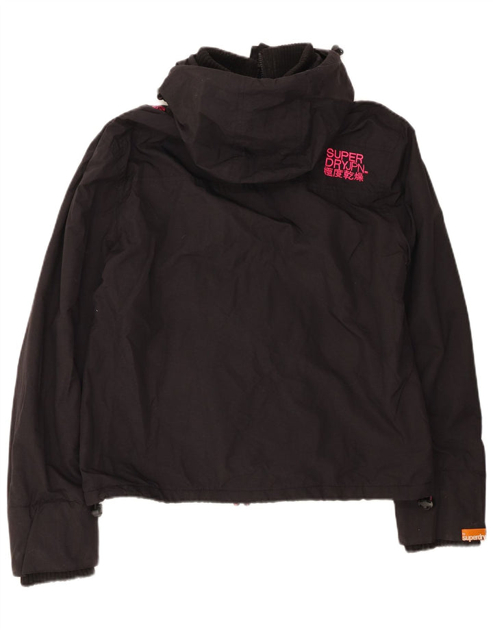 Giacca a vento con cappuccio da donna Superdry UK 18 XL nylon nero