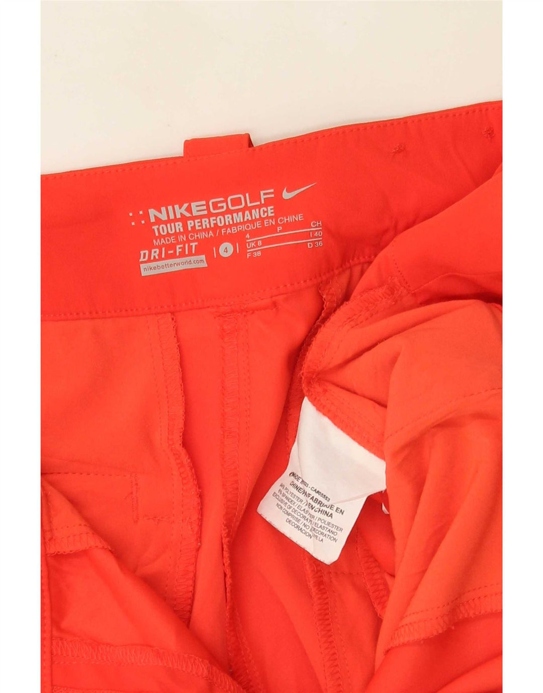 Pantaloncini chino Nike Dri Fit da donna UK 8 Small W27 poliestere rosso