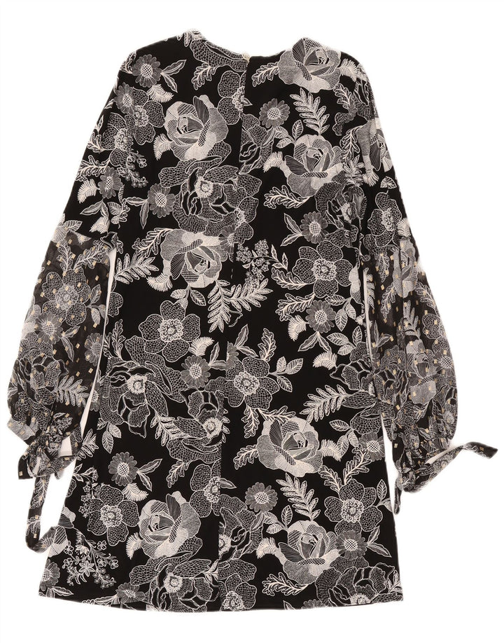 Abito a trapezio a maniche lunghe da donna Tommy Hilfiger US 4 Small Black Floral