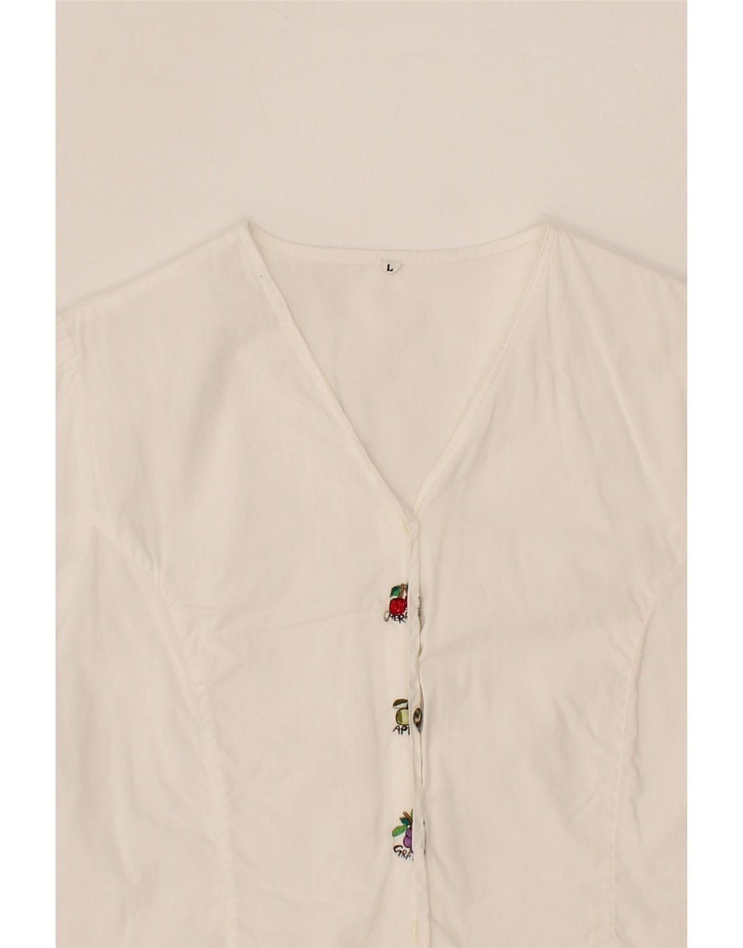 VINTAGE Womens Short Sleeve Shirt Blouse UK 14 Large White Vintage Vintage and Second-Hand Vintage from Messina Hembry 