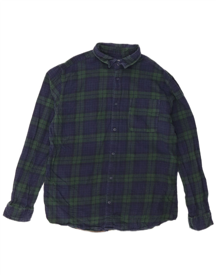 JACK & JONES Camicia da uomo in flanella premium XL in cotone a quadri blu navy