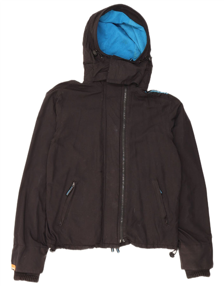 Giacca a vento con cappuccio grafica da uomo Superdry UK 38 nylon nero medio