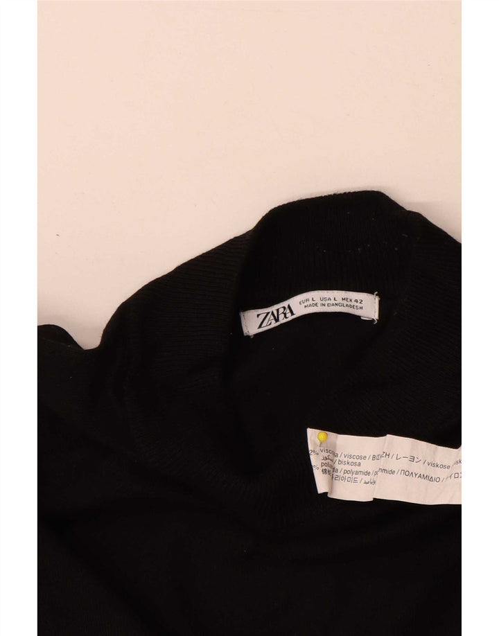Maglione Zara da uomo con collo dolcevita grande in viscosa nera