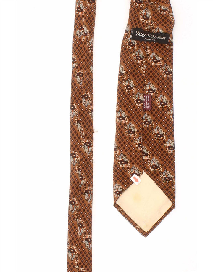 Cravatta da uomo Yves Saint Laurent Taglia unica Marrone Seta geometrica Classica