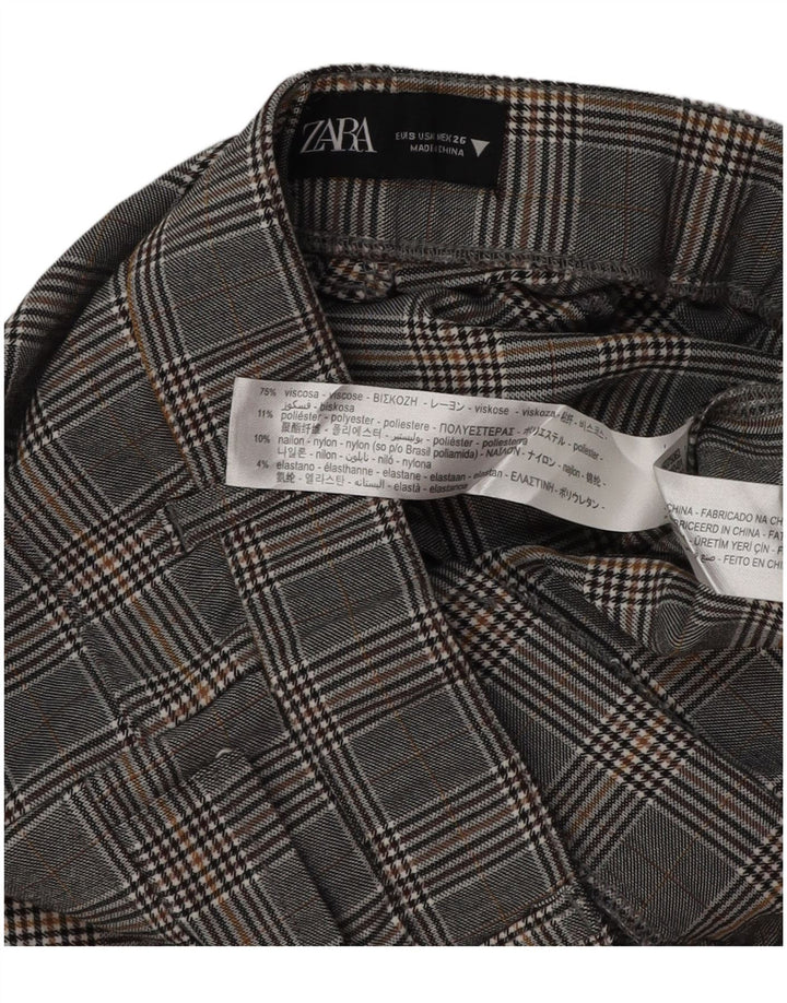 Pantaloni skinny casual da donna ZARA piccoli W26 L28 viscosa pied de poule grigia