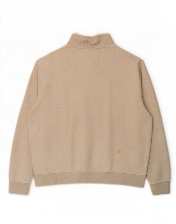 Felpa da uomo con collo con zip Orvis, maglione 2XL, cotone chiazzato bianco
