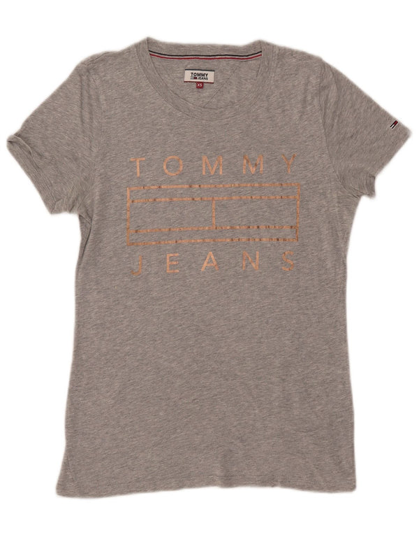 TOMMY HILFIGER T-shirt grafica da donna Top UK 6 XS Grigio