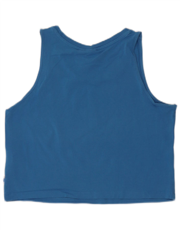 Canotta grafica Adidas da donna corta UK 14 cotone blu medio