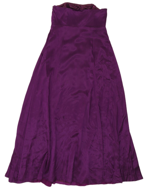 Monsoon Womens Strapless Dress UK 12 Medium Purple Colourblock Silk