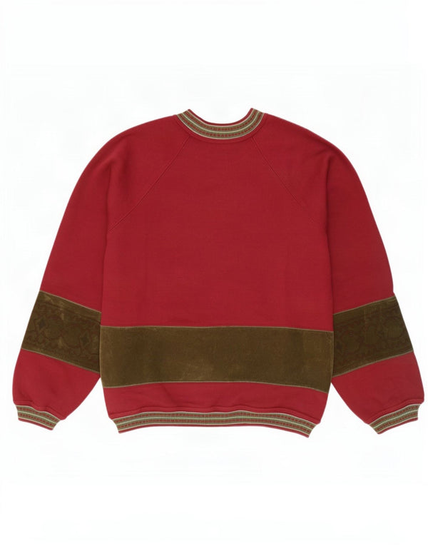 Felpa vintage da uomo con vestibilità regolare grafica, maglione XL, retro bordeaux